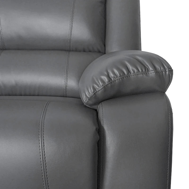 Ensemble de canapés inclinables manuels 2 pièces en similicuir classique pour salon avec console et porte-gobelets