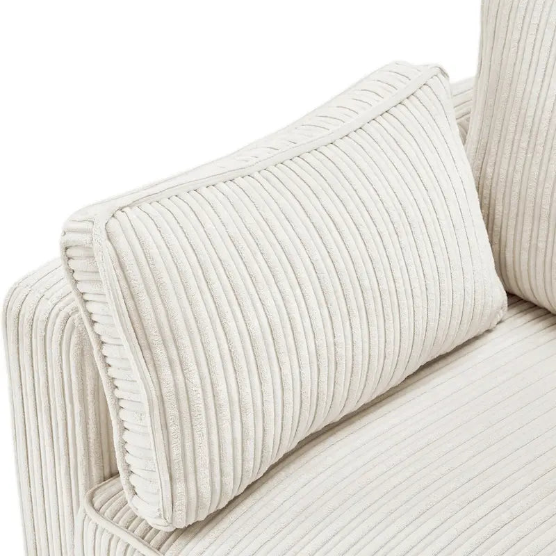 LUE BONA 81 Canapé 3 places moderne en velours côtelé, canapé rembourré rectangulaire en polyester avec base en bois pour salon