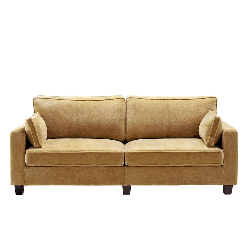 LUE BONA 81 Canapé 3 places moderne en velours côtelé, canapé rembourré rectangulaire en polyester avec base en bois pour salon