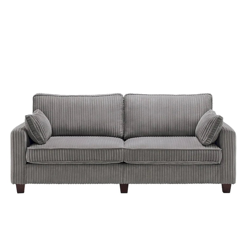 LUE BONA 81 Canapé 3 places moderne en velours côtelé, canapé rembourré rectangulaire en polyester avec base en bois pour salon