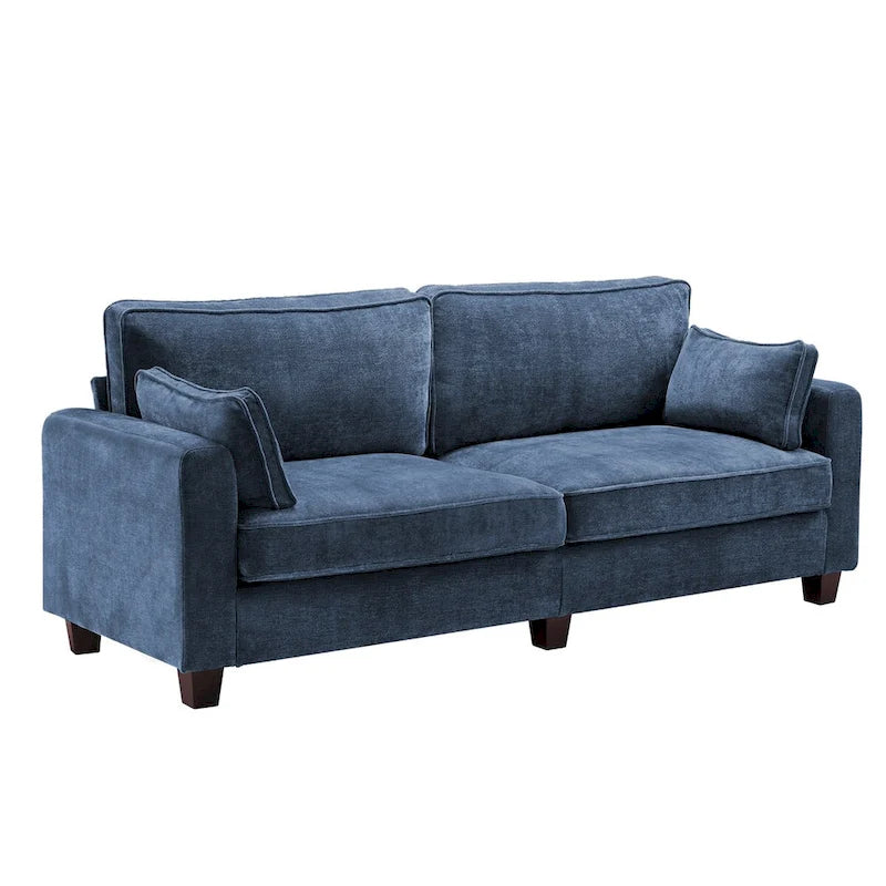 LUE BONA 81 Canapé 3 places moderne en velours côtelé, canapé rembourré rectangulaire en polyester avec base en bois pour salon
