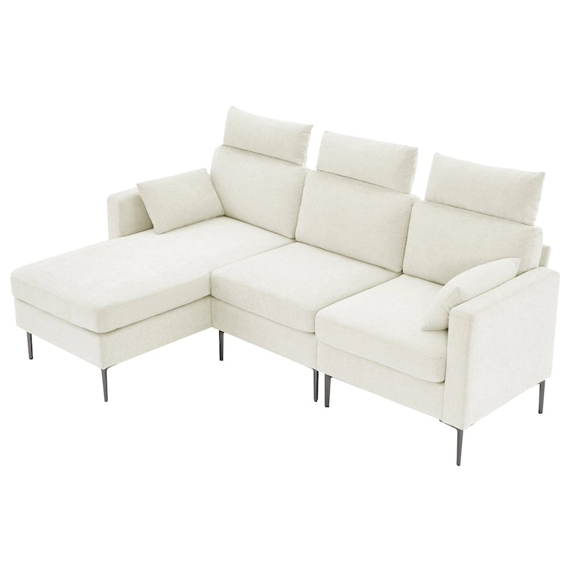 Canapé sectionnel chenille 89 po avec méridienne extra large pour salon