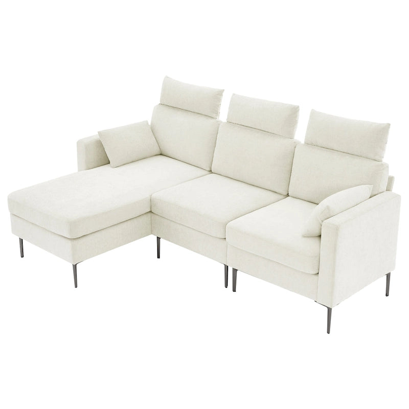 Canapé sectionnel chenille 89 po avec méridienne extra large pour salon