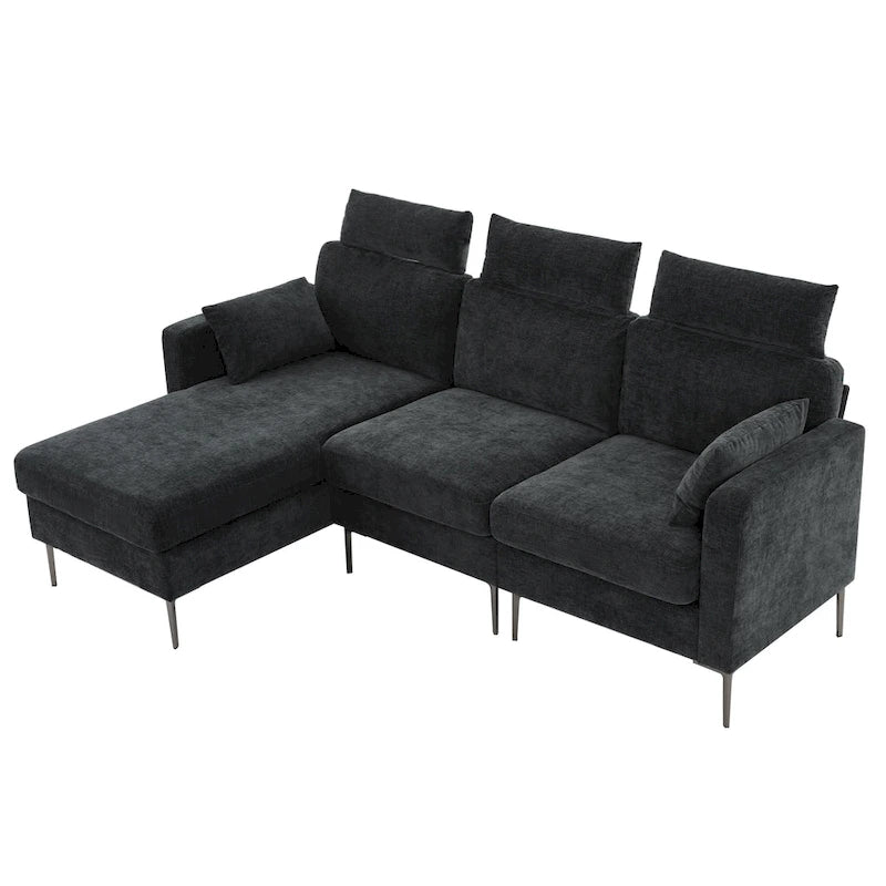 Canapé sectionnel chenille 89 po avec méridienne extra large pour salon
