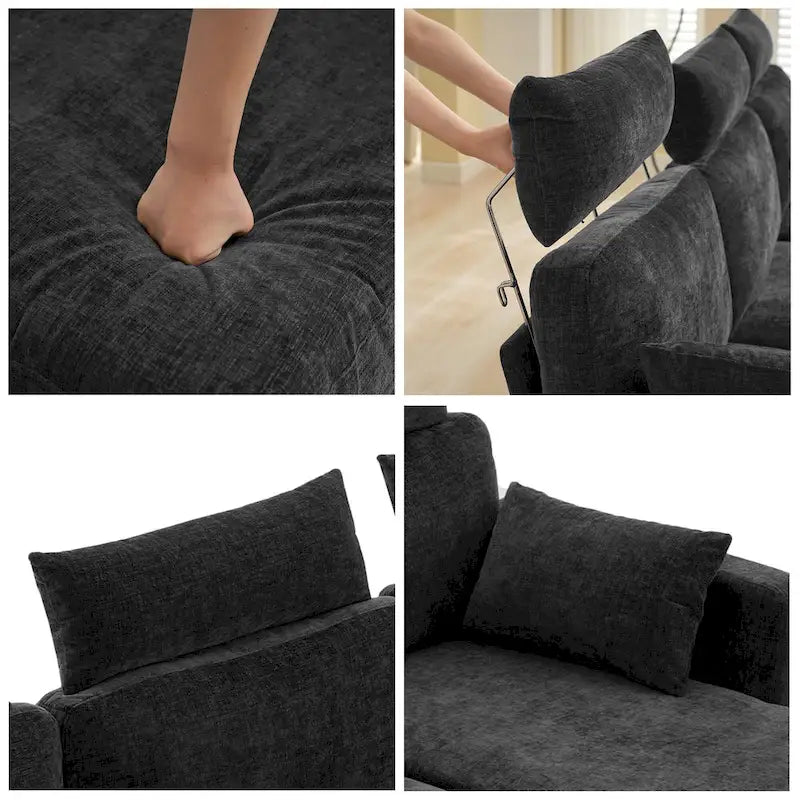 Canapé sectionnel chenille 89 po avec méridienne extra large pour salon