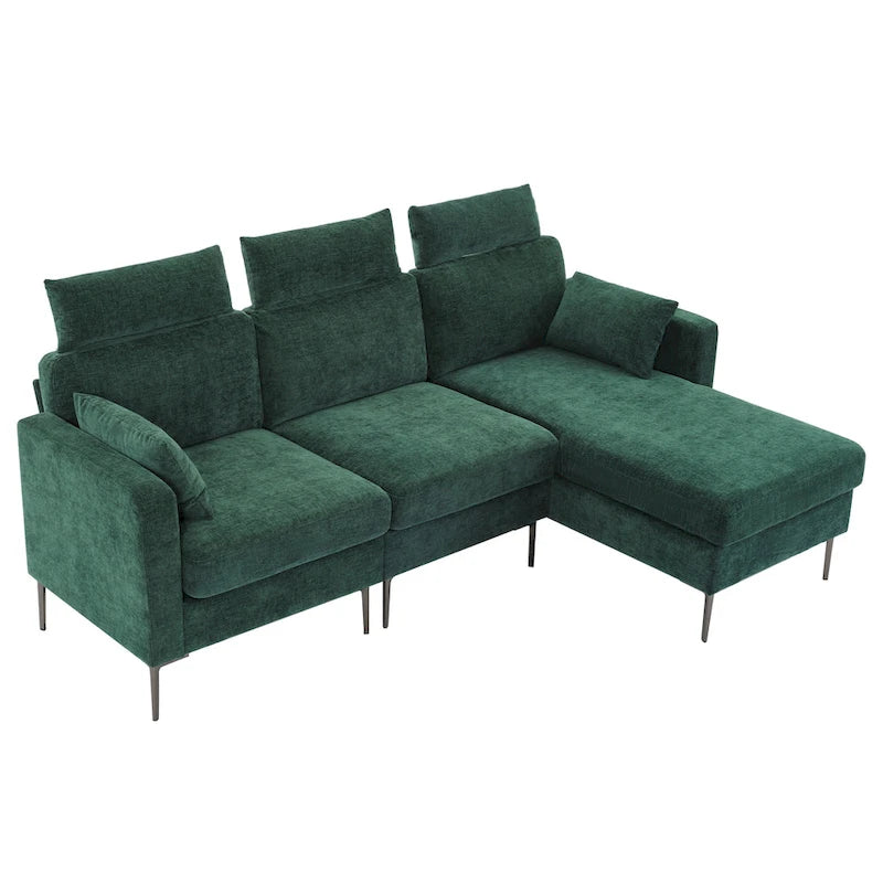Canapé sectionnel chenille 89 po avec méridienne extra large pour salon