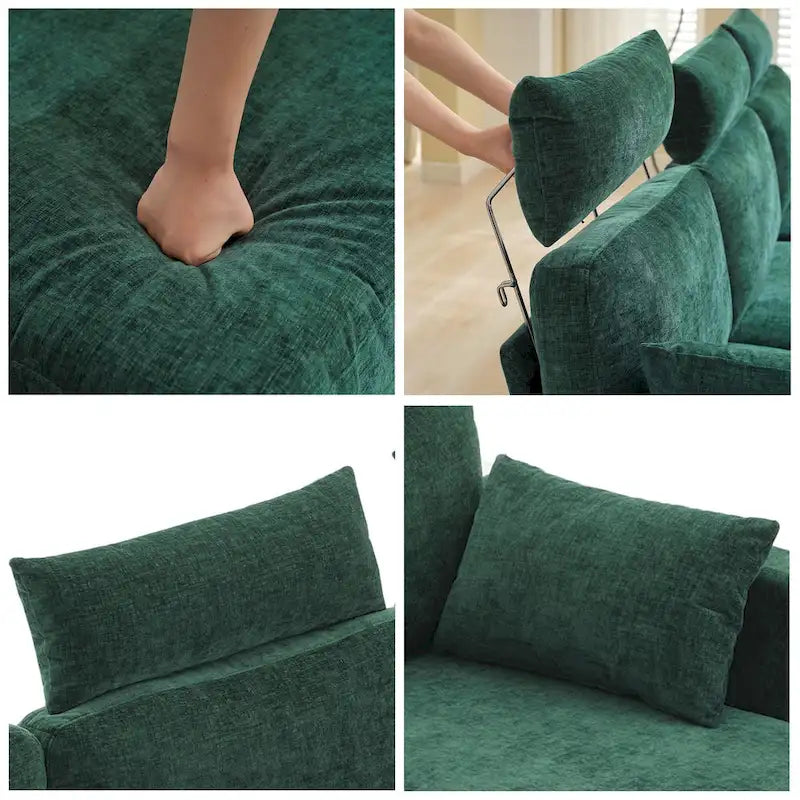 Canapé sectionnel chenille 89 po avec méridienne extra large pour salon