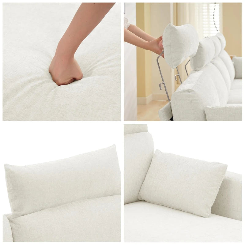 Canapé sectionnel chenille 89 po avec méridienne extra large pour salon