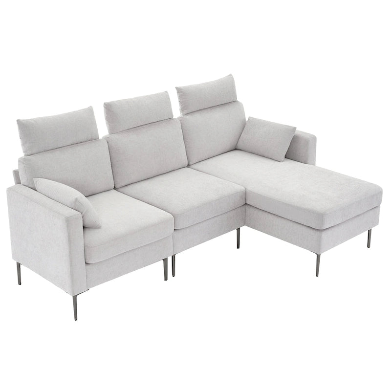 Canapé sectionnel chenille 89 po avec méridienne extra large pour salon