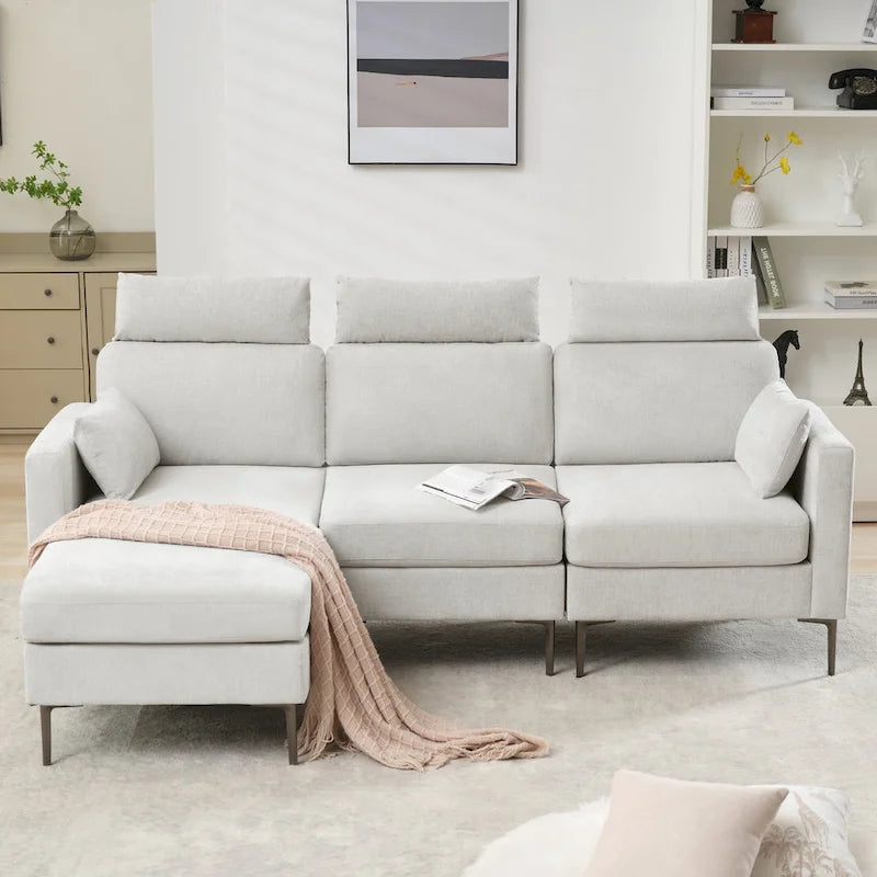 Canapé sectionnel chenille 89 po avec méridienne extra large pour salon