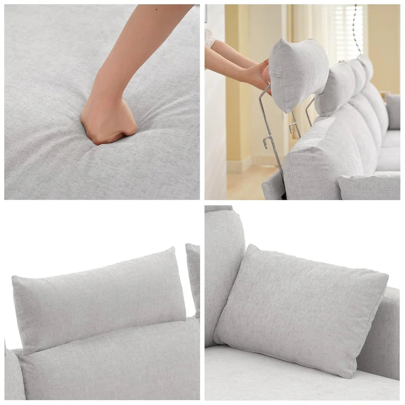 Canapé sectionnel chenille 89 po avec méridienne extra large pour salon