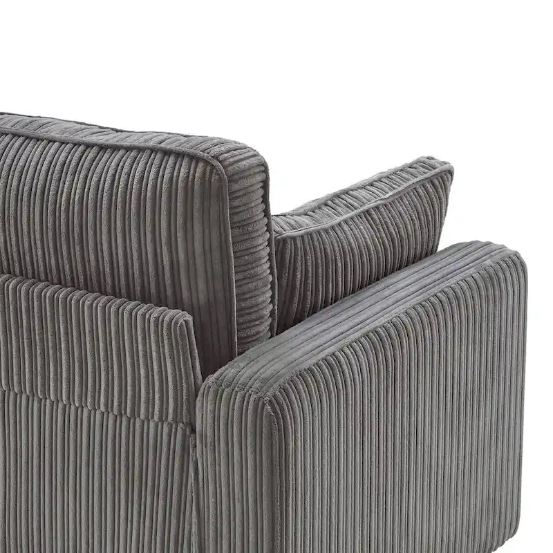 Canapé 3 places moderne en velours côtelé LUE BONA 81, canapé rembourré rectangulaire en polyester pour salon - 81W X 33D X 26H