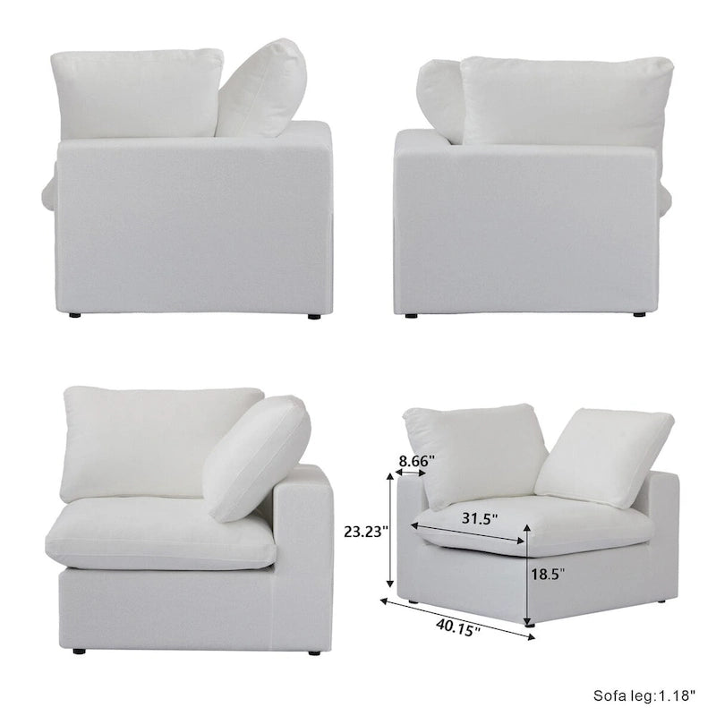 Ensemble de 3 canapés de salon, canapé de salon moderne avec pouf de rangement