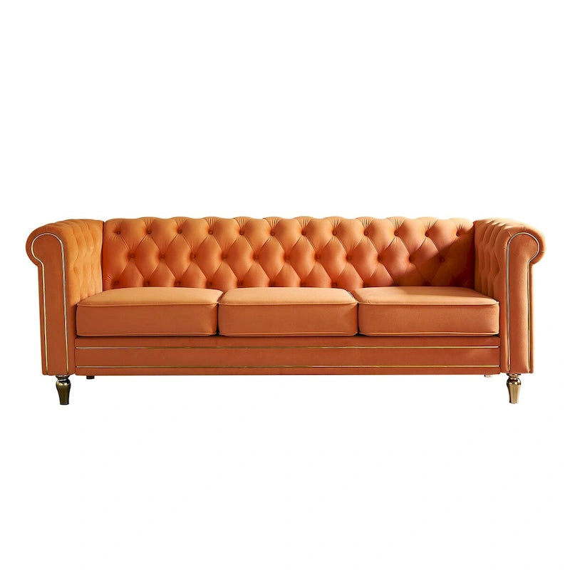 Canapé en velours de style moderne de 215 cm pour salon