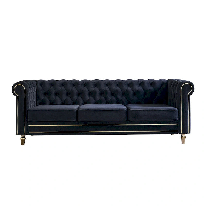 Canapé en velours de style moderne de 215 cm pour salon