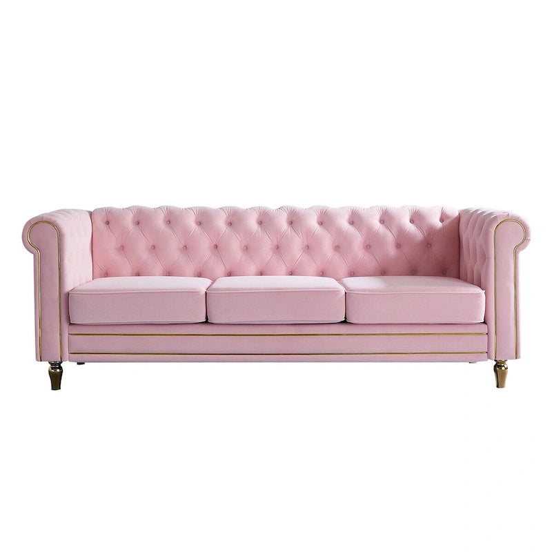 Canapé en velours de style moderne de 215 cm pour salon