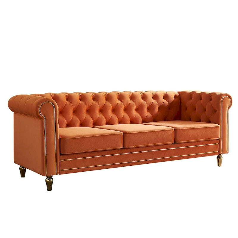 Canapé en velours de style moderne de 215 cm pour salon