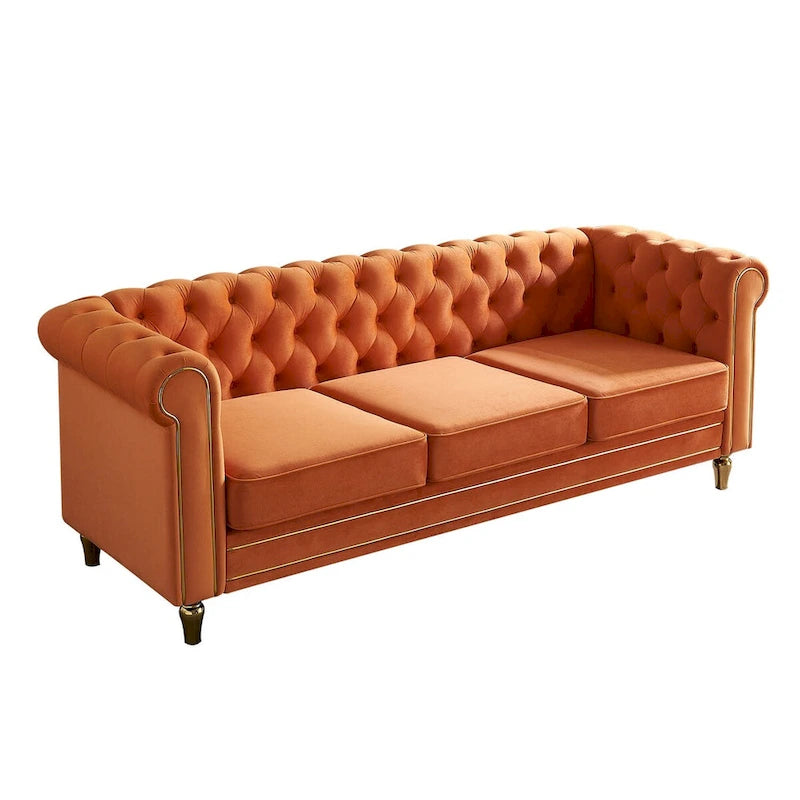 Canapé en velours de style moderne de 215 cm pour salon
