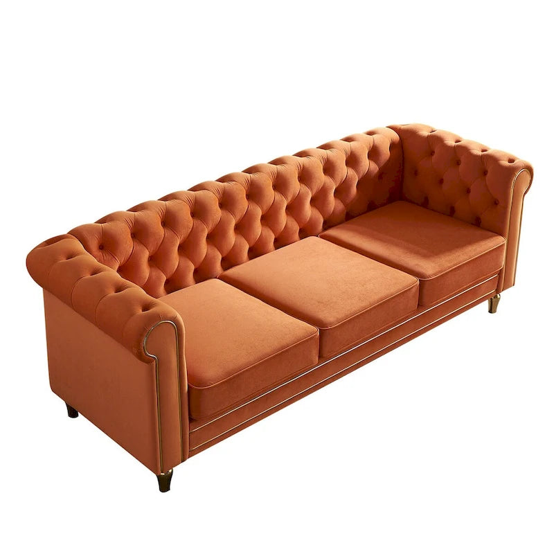 Canapé en velours de style moderne de 215 cm pour salon