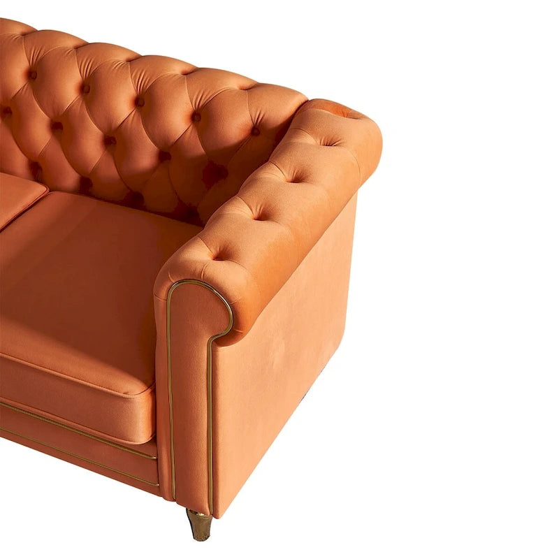 Canapé en velours de style moderne de 215 cm pour salon