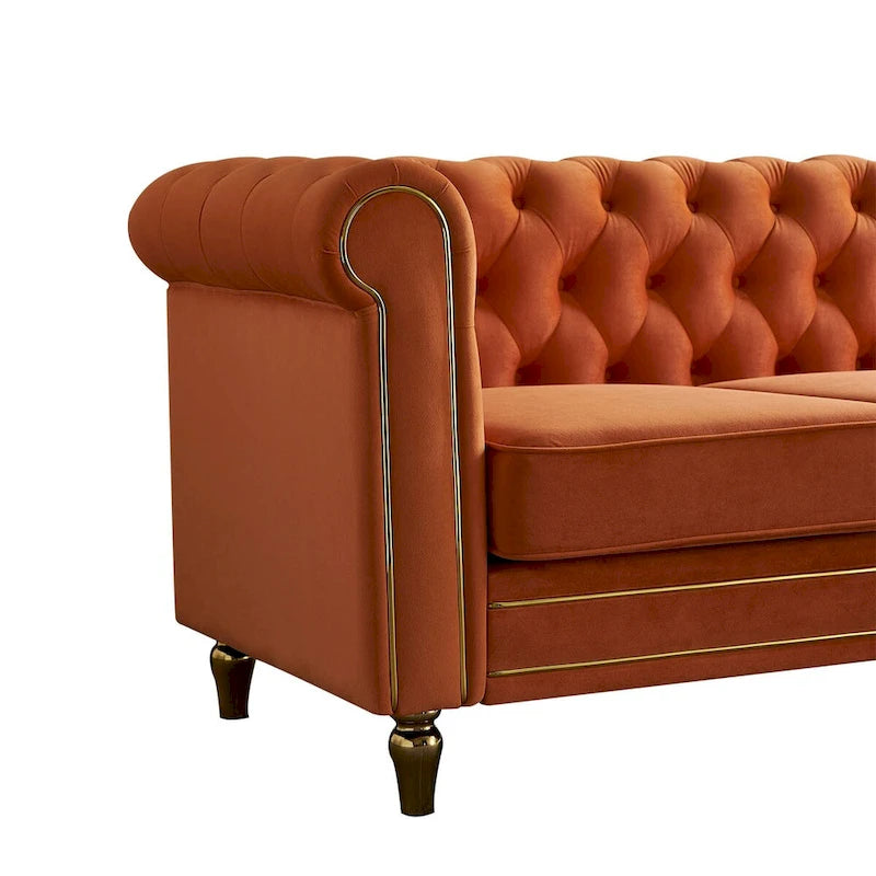 Canapé en velours de style moderne de 215 cm pour salon