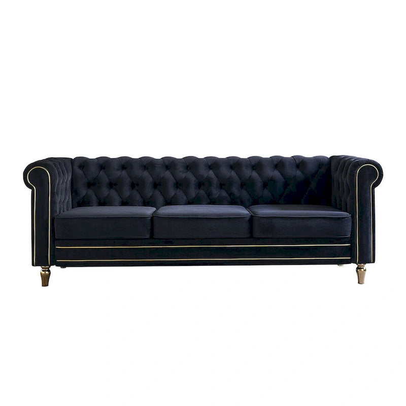 Canapé en velours de style moderne de 215 cm pour salon