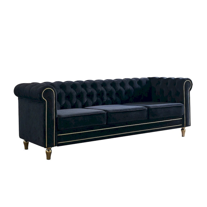 Canapé en velours de style moderne de 215 cm pour salon