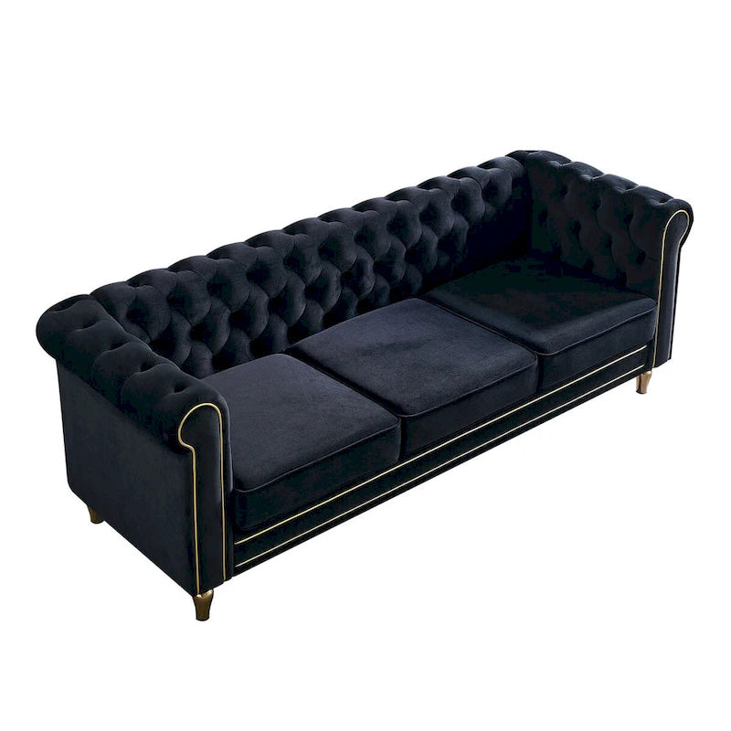 Canapé en velours de style moderne de 215 cm pour salon