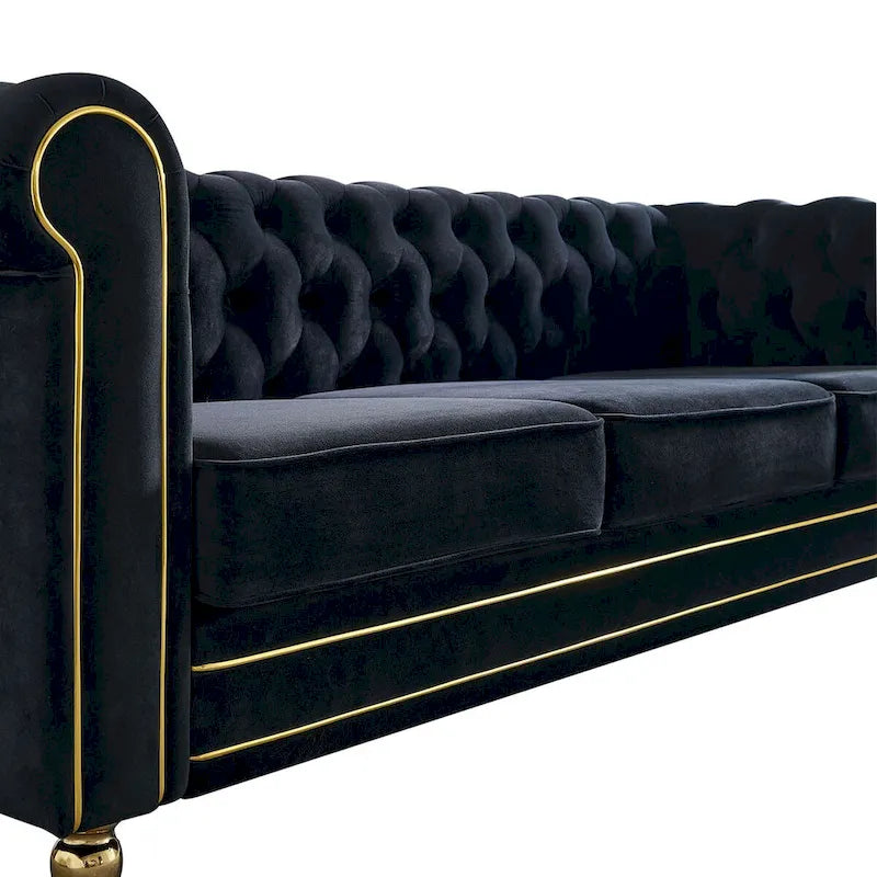 Canapé en velours de style moderne de 215 cm pour salon