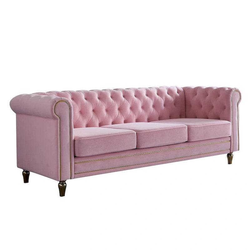 Canapé en velours de style moderne de 215 cm pour salon