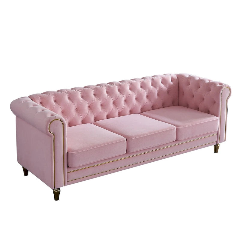 Canapé en velours de style moderne de 215 cm pour salon