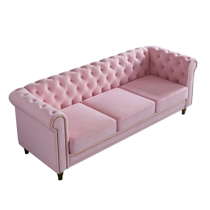 Canapé en velours de style moderne de 215 cm pour salon