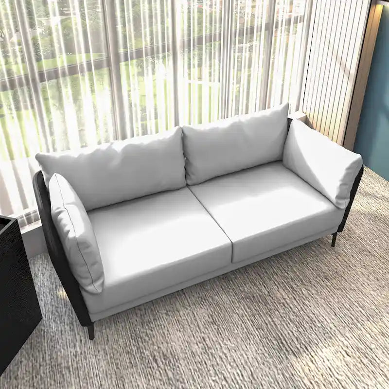 Canapé 3 places en cuir Luxify avec pieds en métal et coussins amovibles pour salons et salles de séjour