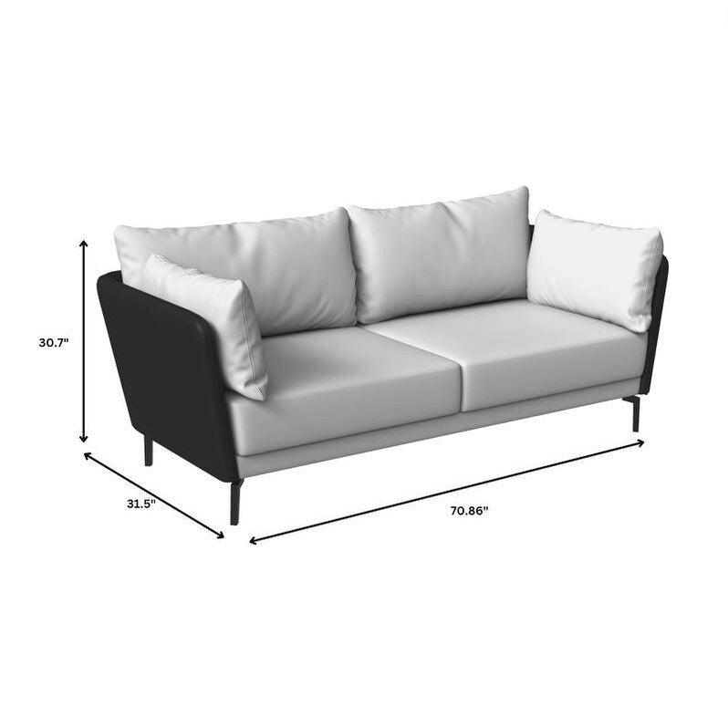 Canapé 3 places en cuir Luxify avec pieds en métal et coussins amovibles pour salons et salles de séjour