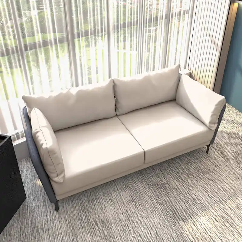 Canapé 3 places en cuir Luxify avec pieds en métal et coussins amovibles pour salons et salles de séjour