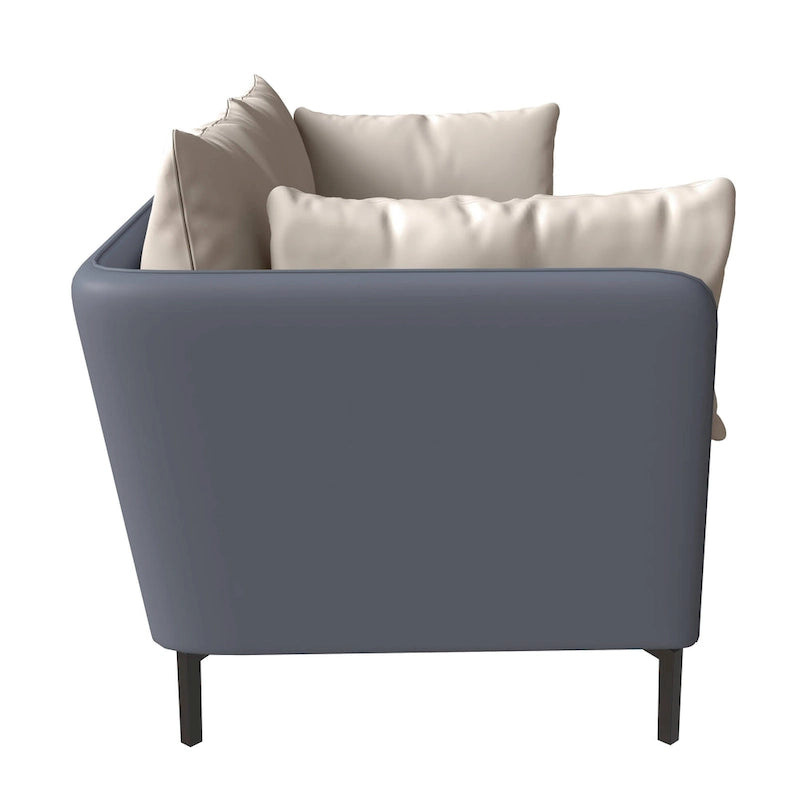 Canapé 3 places en cuir Luxify avec pieds en métal et coussins amovibles pour salons et salles de séjour