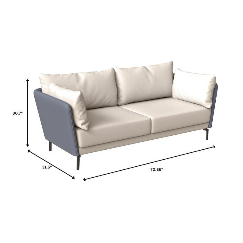 Canapé 3 places en cuir Luxify avec pieds en métal et coussins amovibles pour salons et salles de séjour