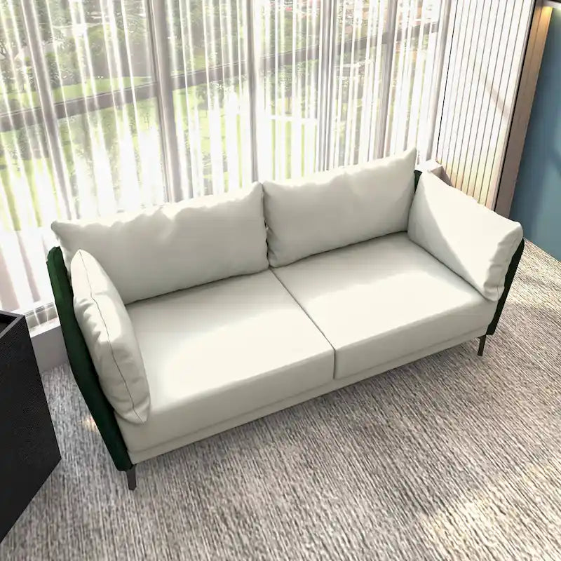 Canapé 3 places en cuir Luxify avec pieds en métal et coussins amovibles pour salons et salles de séjour