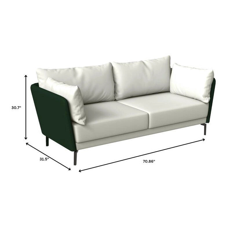 Canapé 3 places en cuir Luxify avec pieds en métal et coussins amovibles pour salons et salles de séjour