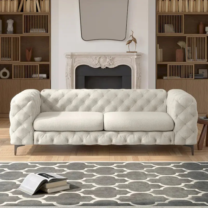 Canapé Chesterfield capitonné en velours Corvus Aosta