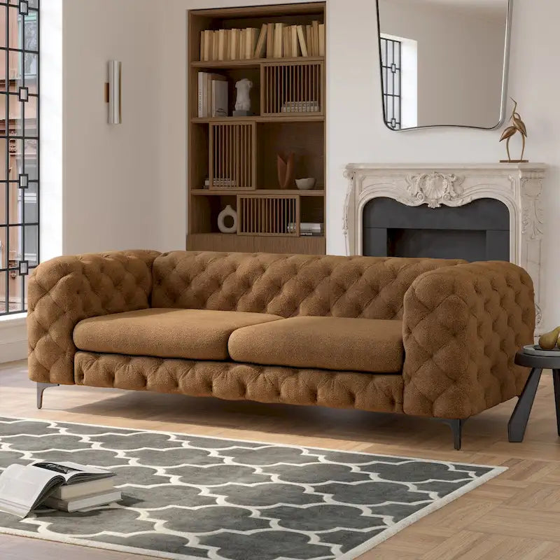 Canapé Chesterfield capitonné en velours Corvus Aosta