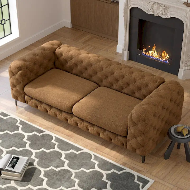 Canapé Chesterfield capitonné en velours Corvus Aosta