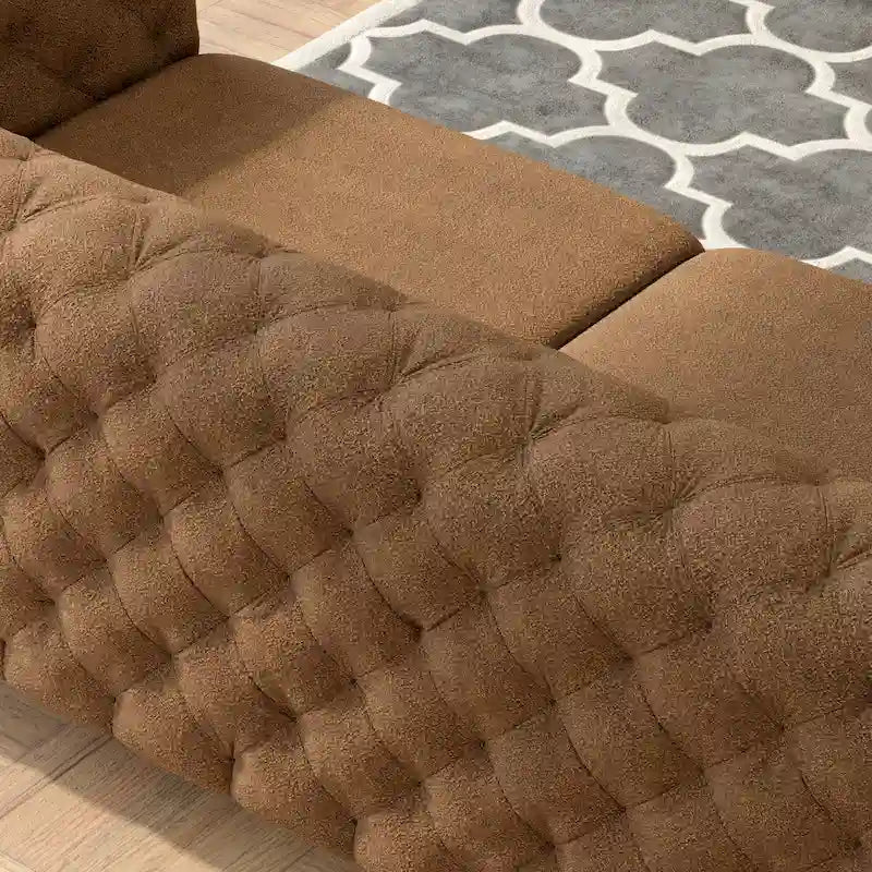 Canapé Chesterfield capitonné en velours Corvus Aosta