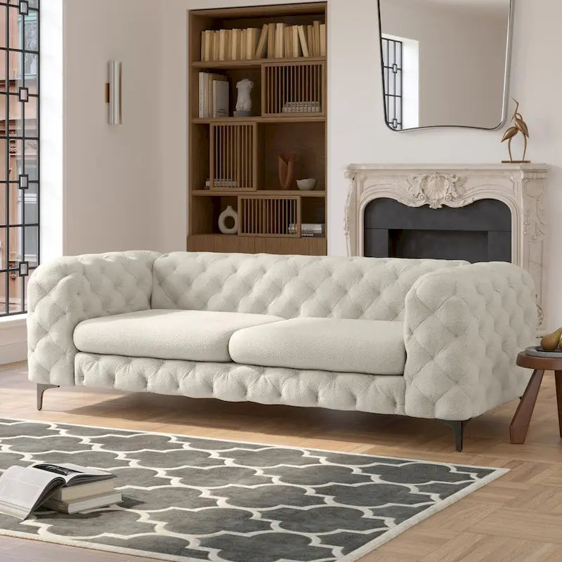 Canapé Chesterfield capitonné en velours Corvus Aosta