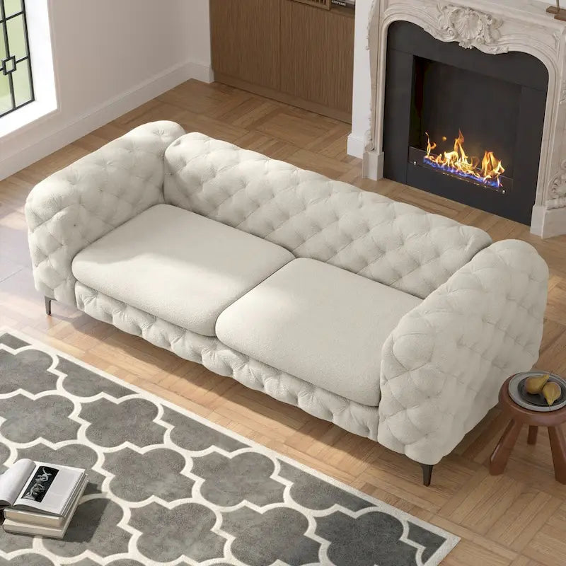 Canapé Chesterfield capitonné en velours Corvus Aosta