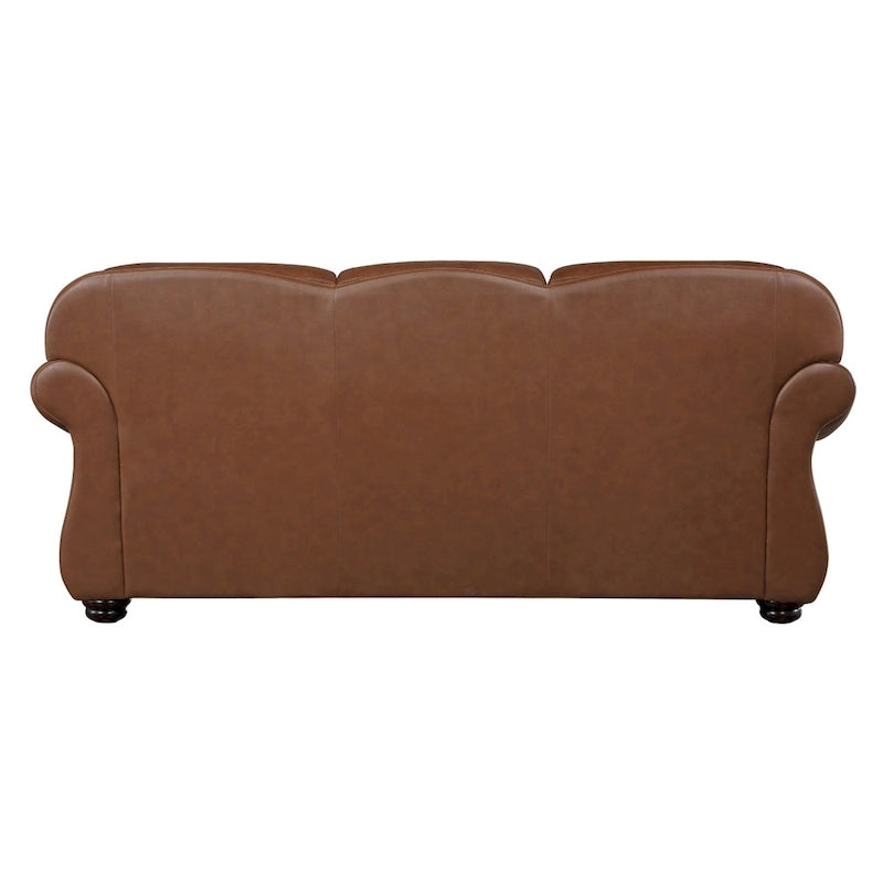 Canapé Boro 85 po, cuir pleine fleur marron riche et similicuir, bois massif