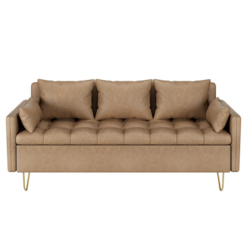 Canapé 3 places en cuir GIMMYFIVE avec coussin, canapé de salon