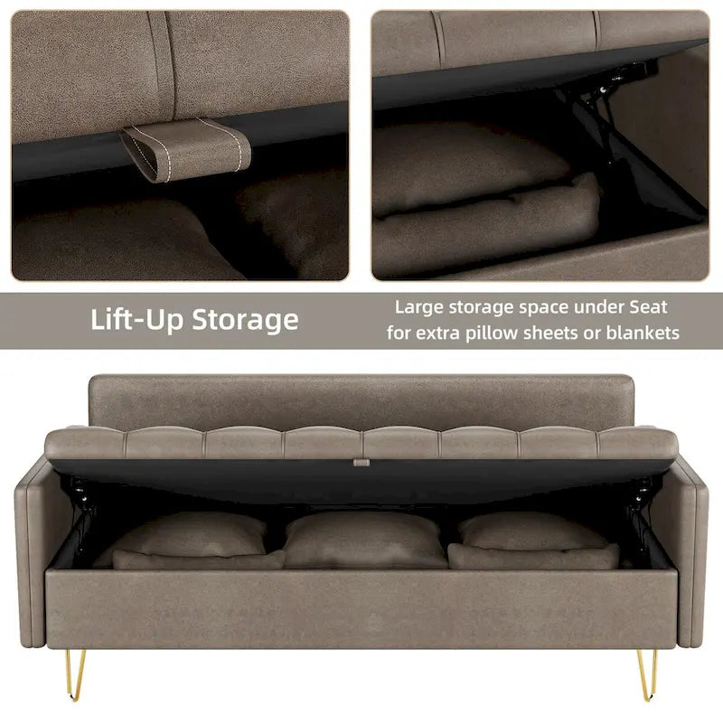 Canapé 3 places en cuir GIMMYFIVE avec coussin, canapé de salon