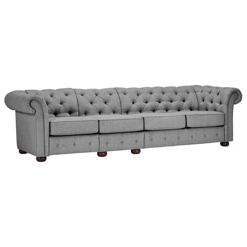 Canapé Chesterfield Knightsbridge Gris Clair Extra-Long par iNSPIRE Q Artisan