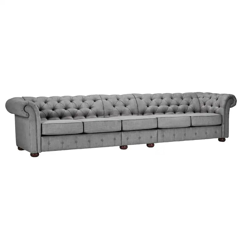 Canapé Chesterfield Knightsbridge Gris Clair Extra-Long par iNSPIRE Q Artisan
